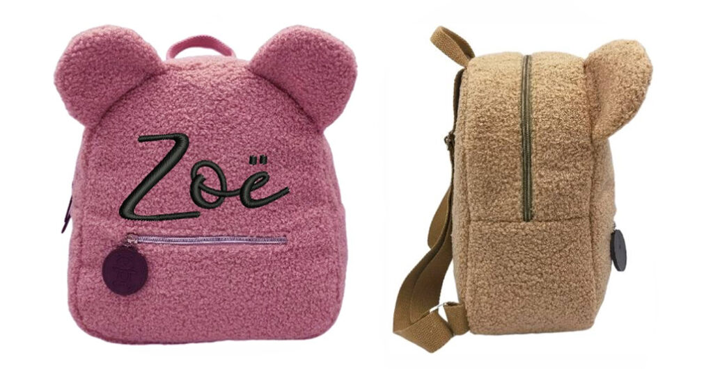 Rugtas teddy geborduurd met naam